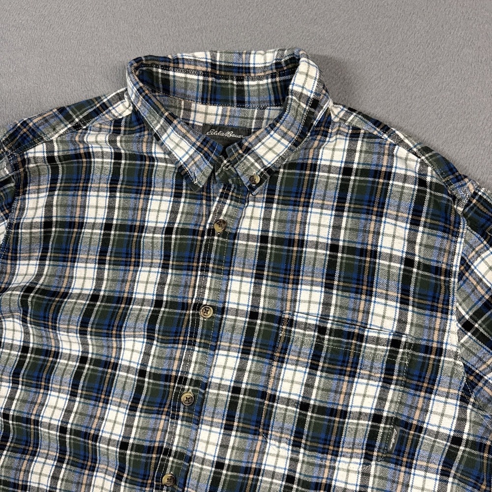 Eddie Bauer Shirt Mens XL Multicolor Plaid Field Flannel Long Sleeve Button Down
